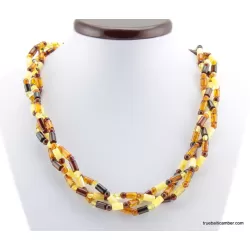 Woven multi-strand Baltic amber necklace 21in