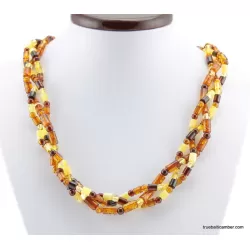 Woven multi-strand Baltic amber necklace 21in