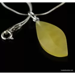 Genuine Baltic amber CARVED silver pendant