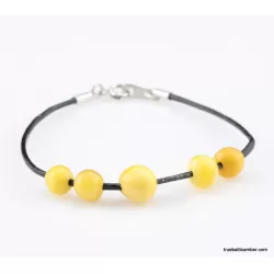 Charm beads Baltic amber leather bracelet