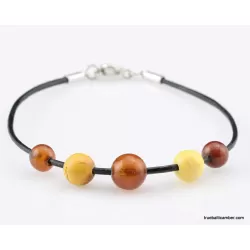 Charm beads Baltic amber leather bracelet