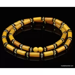 Egg yolk Cylinder beads Baltic amber UNISEX choker 23in