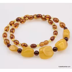 Artisan combination beads Baltic amber necklace 20in