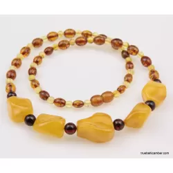 Artisan combination beads Baltic amber necklace 20in