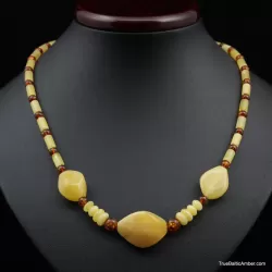 Artisan combination beads Baltic amber necklace 20in