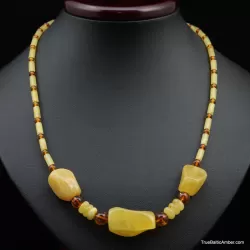 Artisan combination beads Baltic amber necklace 20in