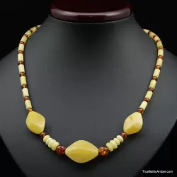 Artisan combination beads Baltic amber necklace 20in