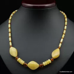 Artisan combination beads Baltic amber necklace 20in