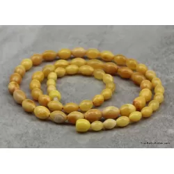 ANTIQUE Vintage Egg Yolk BARREL Baltic amber necklace 22in