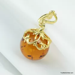 Cognac Round Ball Baltic amber pendant