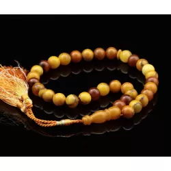 Antique Islamic 33 Egg Yolk Baltic amber prayer ROUND beads