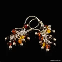 Grape bunch Baltic amber multi dangle earrings