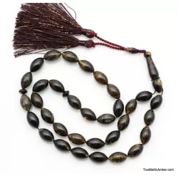 Large Islamic 33 Prayer Dark OLIVE Baltic amber beads rosary