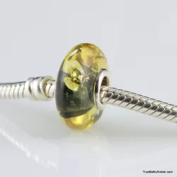 Green Baltic amber PANDORA style bead