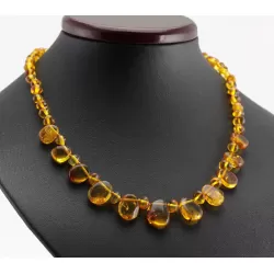 Leave shape pieces Baltic amber necklace 18in