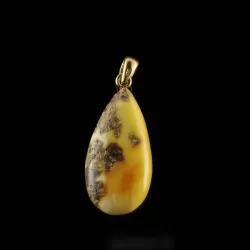 Unique DROP Baltic Amber Gold Plated Pendant