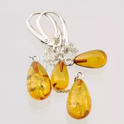 Teardrop Dangle Baltic Amber Fine Earrings