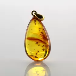 Drop Baltic amber pendulum pendant w insect inclusion