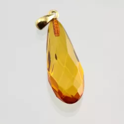 Facet Cut Baltic Amber Gold Plated Pendant