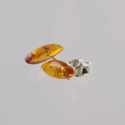 Cabochons Studs Baltic amber Silver Earrings