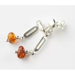 Baltic amber dangle sterling silver studs earrings