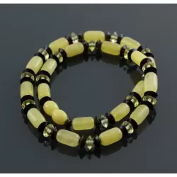 Butter cylinder beads Baltic amber necklace 16in