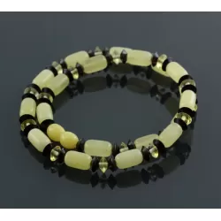 Butter cylinder beads Baltic amber necklace 16in