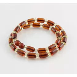 Cognac cylinder beads Baltic amber necklace 16in