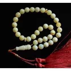 Islamic 33 Prayer White ROUND Baltic amber 7MM beads