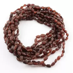 10 Raw Ruby BEANS Baby Baltic amber teething necklaces 32cm