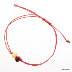 Red String Baltic Amber Bracelet for Adults