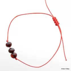 Red String Baltic Amber Bracelet for Adults