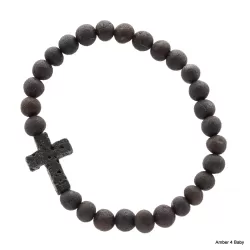 Baltic Amber Petite Stretch Bracelet w Cross