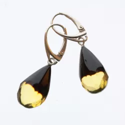 Faceted drops Baltic amber Silver Earrings