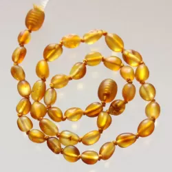 Unpolished BEANS Baby Baltic amber teething necklace 33cm