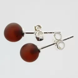 Raw Studs Baltic amber Silver Earrings