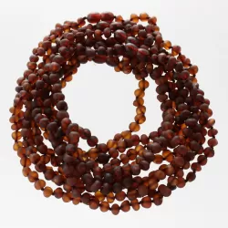 10 Raw Ruby BAROQUE Baltic amber teething necklaces 32cm