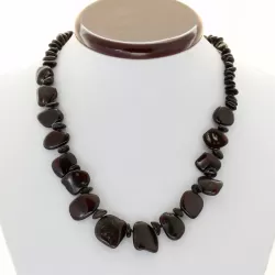 Leave shape cherry pieces Baltic amber choker 46cm