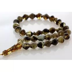 Islamic 33 Drops Baltic amber Prayer Islamic Cut beads