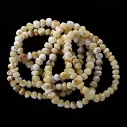 6 White BAROQUE Baltic amber stretchy bracelets 18cm