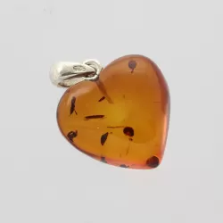 Heart Shape Cognac Baltic Amber Pendant Charm