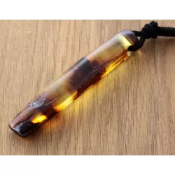 Natural Amber Pendant w Leather Cord