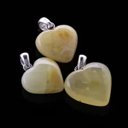 3 Heart Shape Butter Baltic Amber Pendants Charms