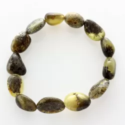 Large Dark BEADS Baltic amber stretch bracelet 19cm