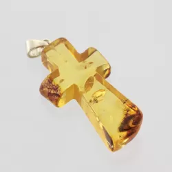 Honey Cross Baltic Amber Silver Pendant