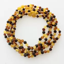 5 Raw Multi BAROQUE Baby teething Baltic amber necklaces 33cm