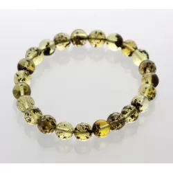 Polished ROUND beads Baltic amber stretchy bracelet 18cm