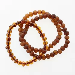 3 Cognac BAROQUE Baltic amber adult stretch bracelets 18cm