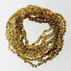 10 Big Raw Green BAROQUE Baltic amber teething necklaces 33cm