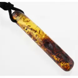 Natural Amber Pendant w Leather Cord